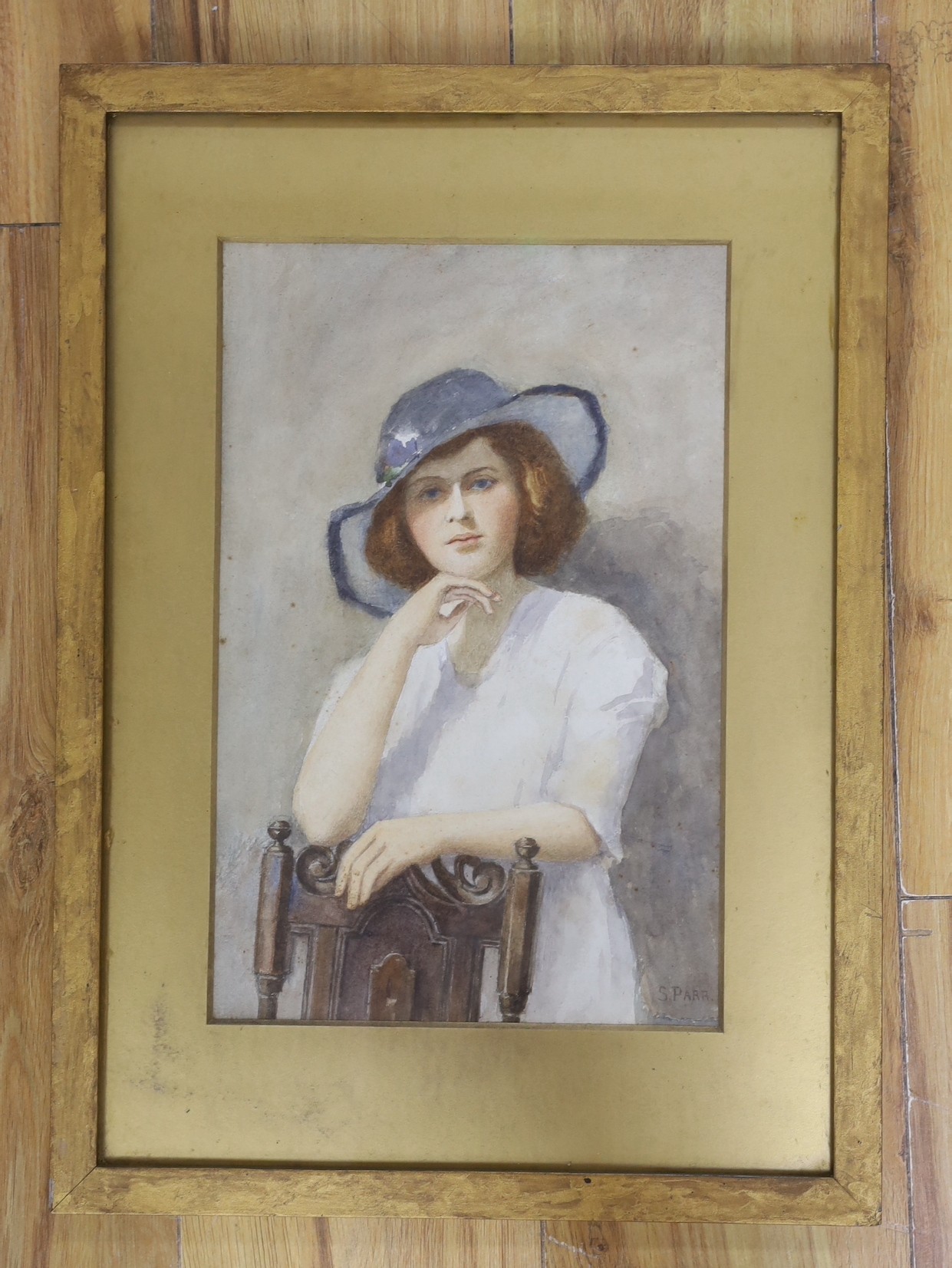 S. Parr, watercolour, Portrait of a young lady, signed, 34 x 22cm